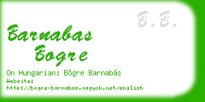 barnabas bogre business card